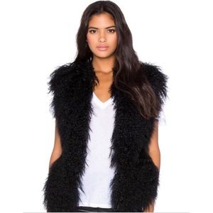 MICHAEL KORS Mongolian Lamb Fur Vest - Black